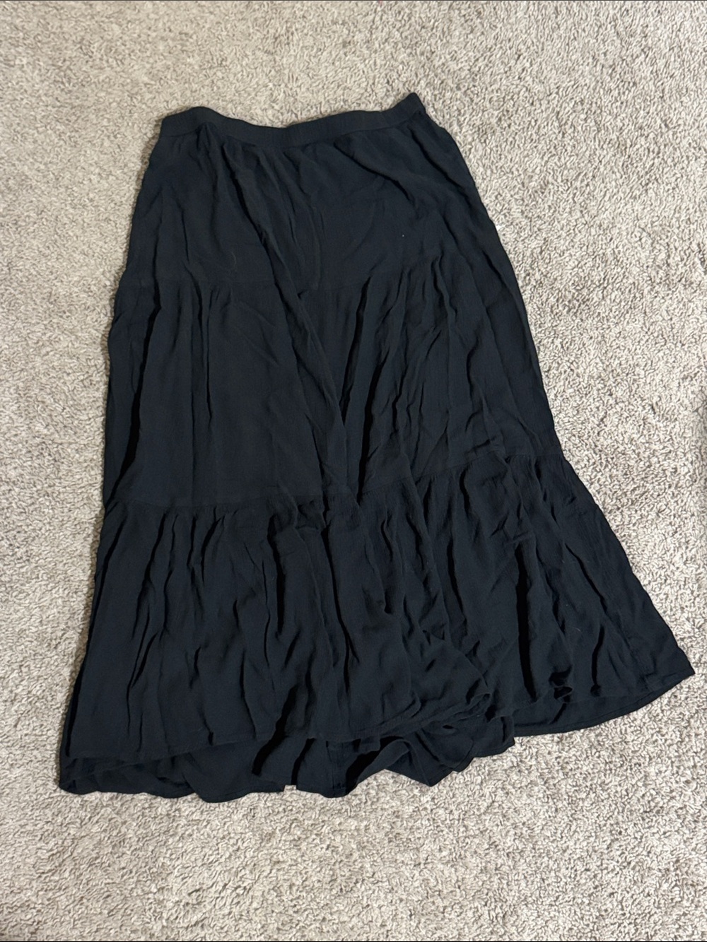 SO Black Tiered Midi Skirt